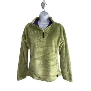 The North Face Women's Green Osito Jacket Size Medium Fuzzy Fleece 1/4 Zip